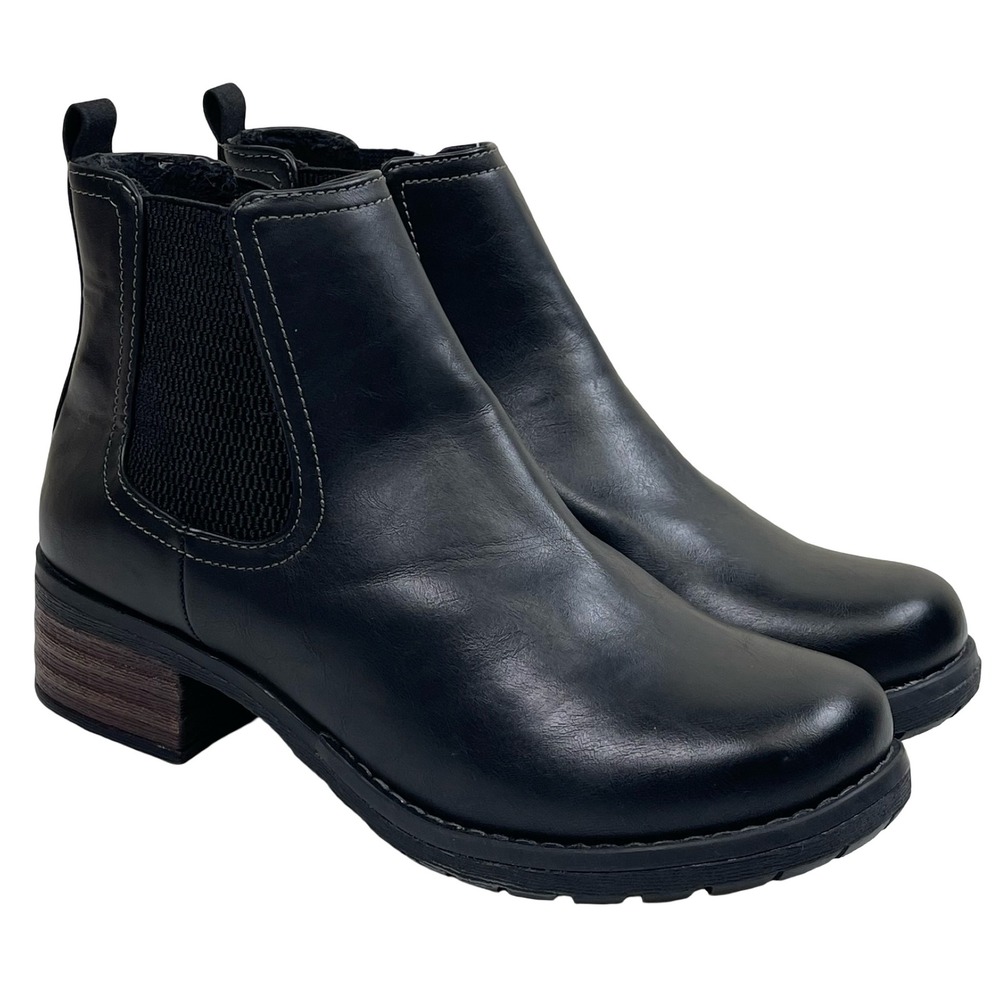Eastland Jasmine Chelsea Boots Womens 7W Black Lug‎ Sole Ankle Booties Boots